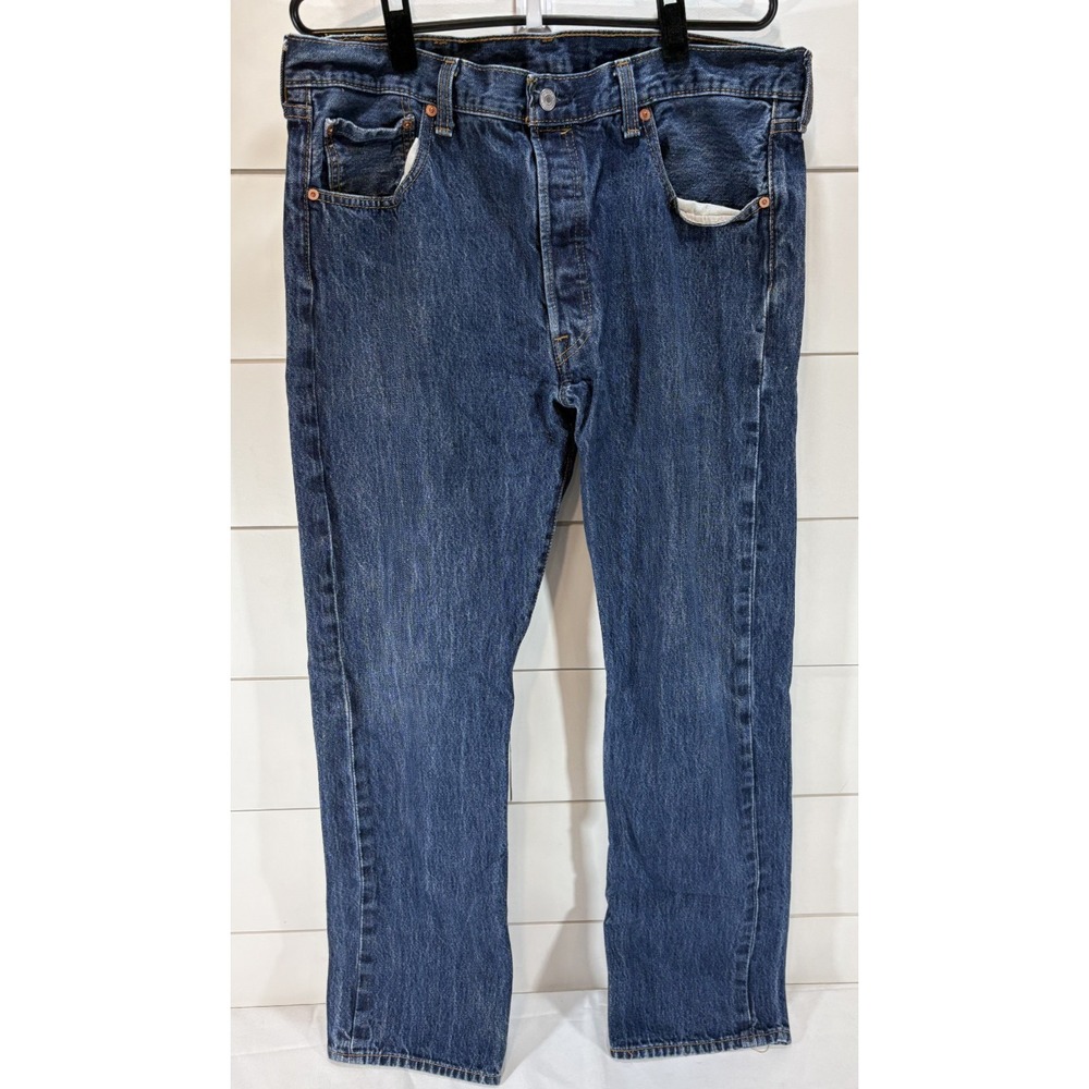 Vintage Levi's 501 Original Fit Mens Jeans 38x32 Dark Wash Blue Denim Button Fly